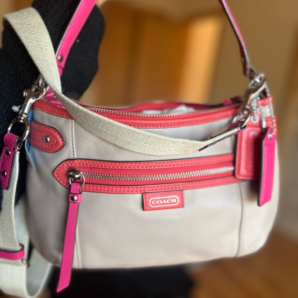 Coach daisy spectator sand multicolor leather crossbody bag purse